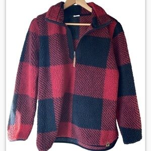 LIFE Integrity Earth Women’s Black & Red Plaid Outdoor Sherpa Size Medium